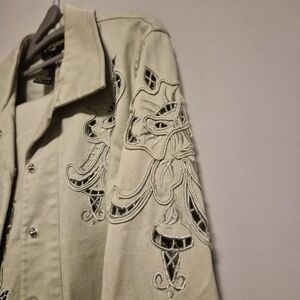 Embroidered Cream Pantsuit